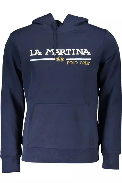 Shop La Martina Chic Hooded Sweatshirt With Embroidery Men's Detail In Blue