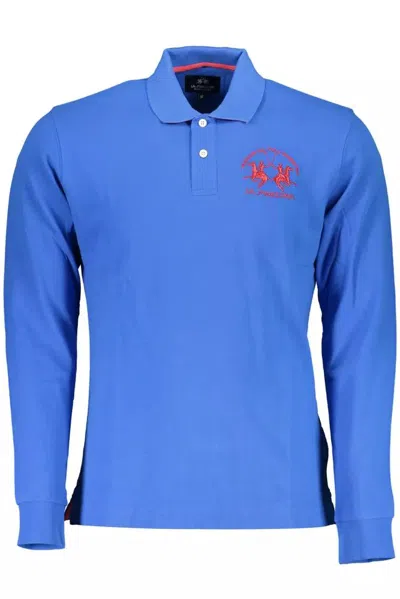 Shop La Martina Elegant Long-sleeved Polo For The Modern Men's Man In Blue