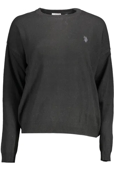 Shop U.s. Polo Assn U. S. Polo Assn. Elegant Long-sleeved Wool Blend Women's Sweater In Black