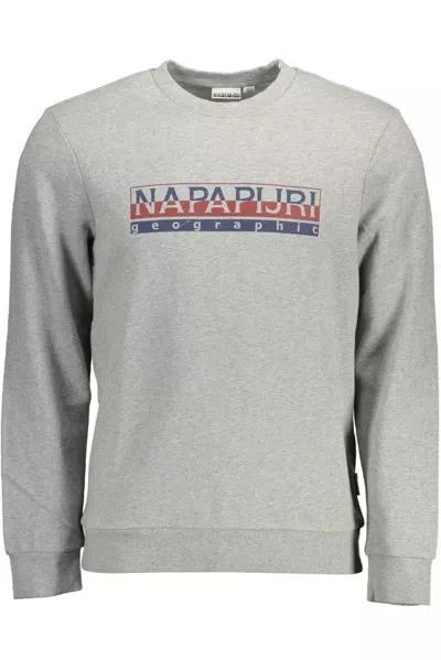 Shop Napapijri Chic Cotton Sweatshirt With Logo Men's Print In Grey