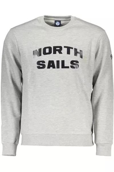Shop North Sails Elegant Round Neck Cotton Blend Men's Sweatshirt In Grey