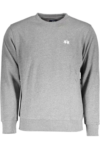 Shop La Martina Crew Neck Logo-embroide Men's Sweatshirt In Grey