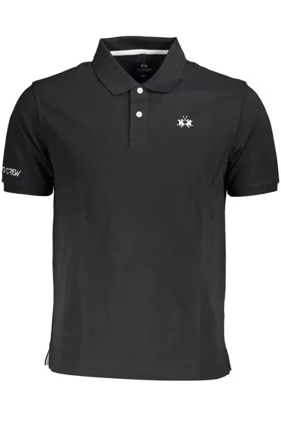 Shop La Martina Sleek Cotton Polo Shirt With Men's Embroidery In Black