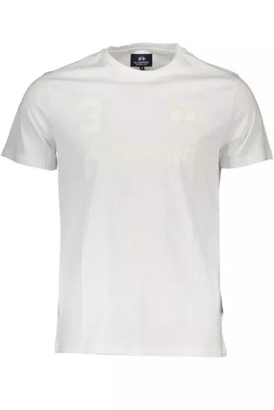 Shop La Martina Elegant Crew Neck Tee With Logo Men's Print In White