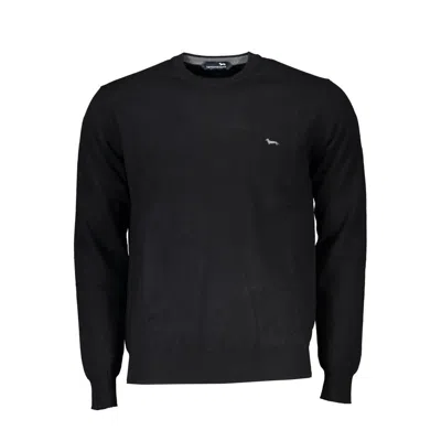 Shop Harmont & Blaine Elegant Crew Neck Embroide Men's Sweater In Black