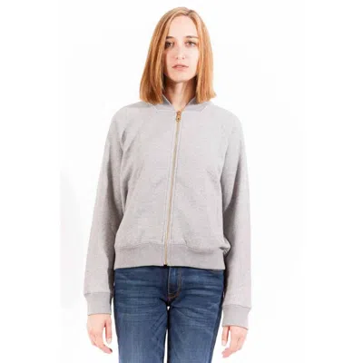 Shop Gant Chic Zippe Cotton Sweatshirt With Women's Logo In Grey