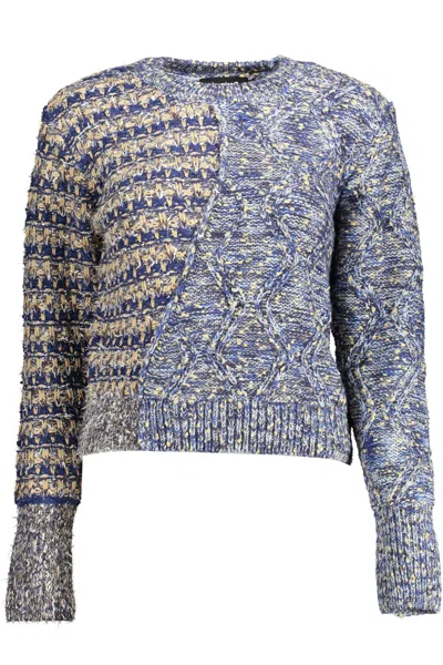 Shop Desigual Eclectic Contrast Detail Women's Sweater In Blue