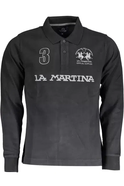 Shop La Martina Elegant Long Sleeve Polo Men's Shirt In Black