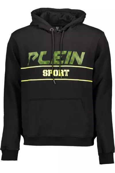Shop Plein Sport Sleek Hooded Sweatshirt With Bold Men's Accents In Black