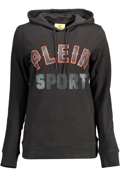 Shop Plein Sport Sleek Hooded Sweatshirt With Bold Women's Accents In Black