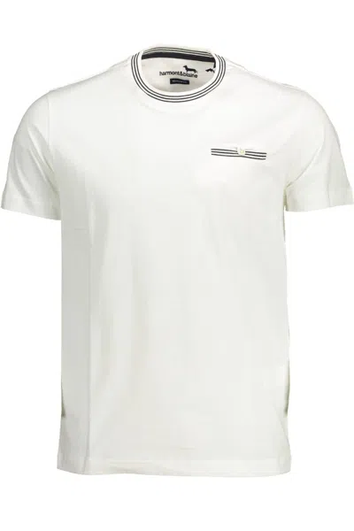 Shop Harmont & Blaine Chic Cotton Crew Neck Tee With Contrasting Men's Details In White