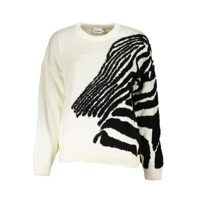 Shop Desigual Chic Contrast Crew Neck Sweater In Women's In White