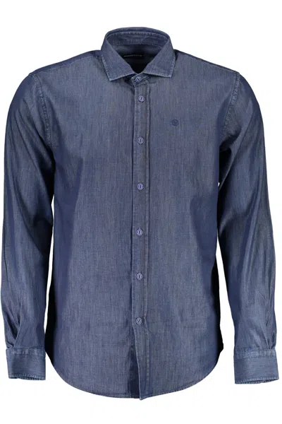 Shop North Sails Elegant Cotton Long-sleeve Men's Shirt In Blue