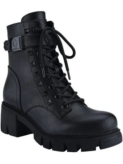 Shop Gbg Los Angeles Ggaiken Womens Faux Leather Round Toe Combat & Lace-up Boots In Black