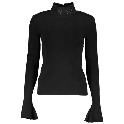 Shop Patrizia Pepe Elegant Turtleneck Embroide Women's Sweater In Black
