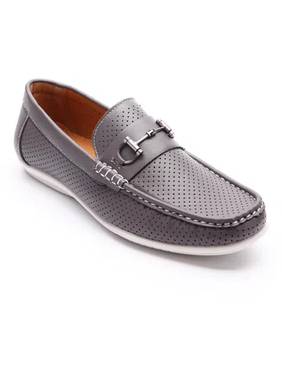 Shop Aston Marc Mens Faux Leather Slip-on Loafers In Grey