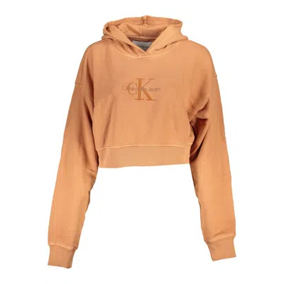 Shop Calvin Klein Chic Hooded Sweatshirt With Women's Embroidery In Orange