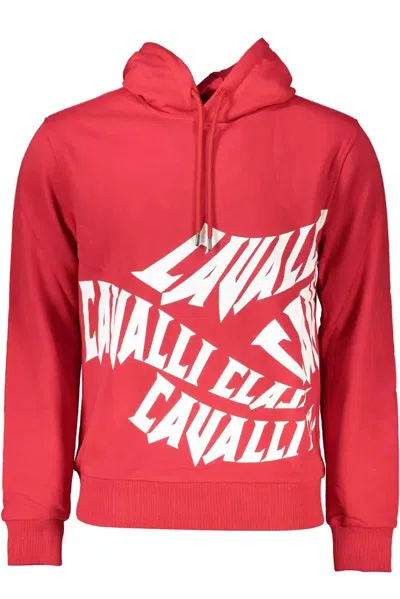 Shop Cavalli Class Elegant Hooded Sweatshirt With Logo Men's Print In Pink