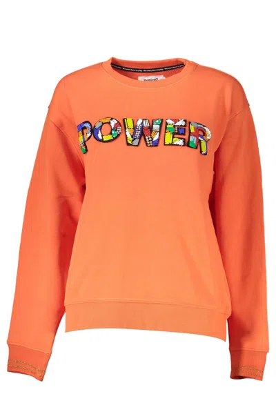 Shop Desigual Vibrant Sweatshirt With Chic Logo Women's Detail In Orange