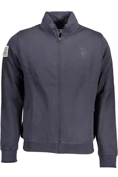 Shop U.s. Polo Assn U. S. Polo Assn. Chic Cotton Zip Sweater With Logo Men's Embroidery In Blue