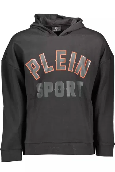 Shop Plein Sport Sporty Chic Hooded Sweatshirt With Bold Men's Details In Black