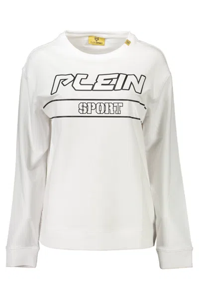 Shop Plein Sport Chic Contrast Detail Long Sleeve Women's Sweatshirt In White