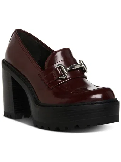Shop Madden Girl Womens Slip On Heeled Loafer Heels In Red