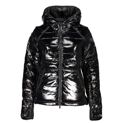 Shop Calvin Klein Chic Hooded Nylon Jacket With Contrast Women's Details In Black