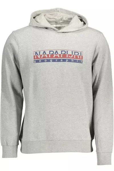 Shop Napapijri Elevated Cotton Hooded Men's Sweatshirt In Grey