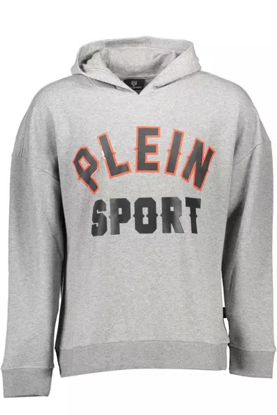 Shop Plein Sport Sleek Hooded Sweatshirt With Bold Men's Contrasts In Grey
