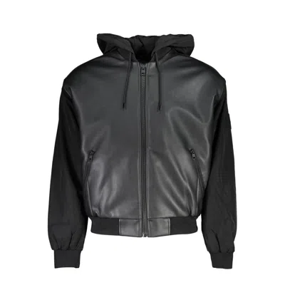 Shop Calvin Klein Sleek Contrast-trim Jacket With Women's Hood In Black