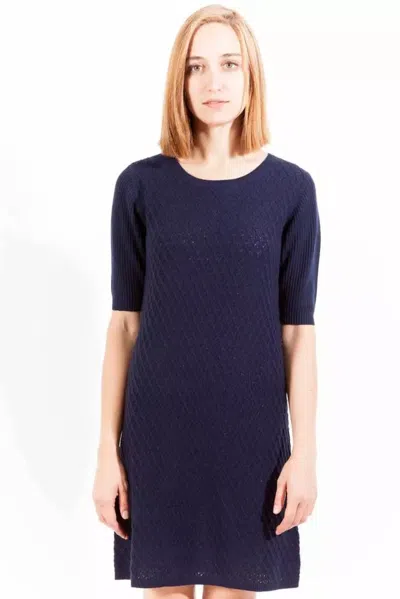 Shop Gant Chic Wool-cashmere Short Dress With Women's Logo In Blue