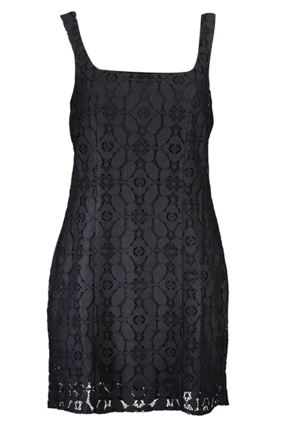 Shop Desigual Elegant Sleeveless Square-neck Mini Women's Dress In Black