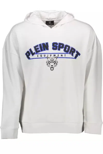 Shop Plein Sport Sleek Hooded Sweatshirt With Contrasting Men's Accents In White