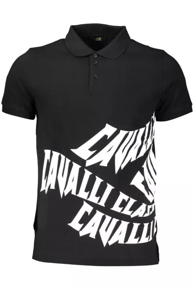 Shop Cavalli Class Elegant Short-sleeved Men's Polo In Black