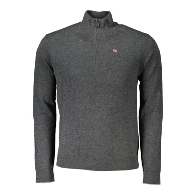 Shop Napapijri Chic Half-zip Embroide Men's Sweater In Grey
