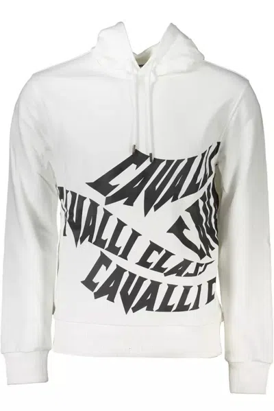 Shop Cavalli Class Elegant Hooded Men's Sweatshirt In White