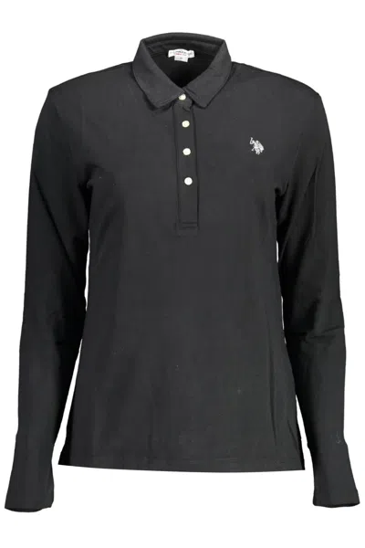 Shop U.s. Polo Assn U. S. Polo Assn. Elegant Long-sleeved Polo Women's Shirt In Black