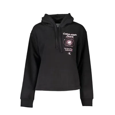 Shop Calvin Klein Sleek Fleece-lined Hooded Women's Sweatshirt In Black
