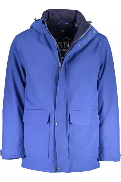 Gant Blue Cotton Men Jacket In Blue