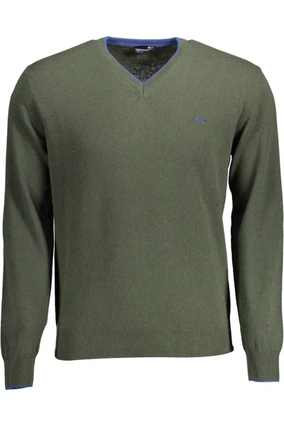 Shop Harmont & Blaine Chic V-neck Sweater With Contrasting Men's Details In Green