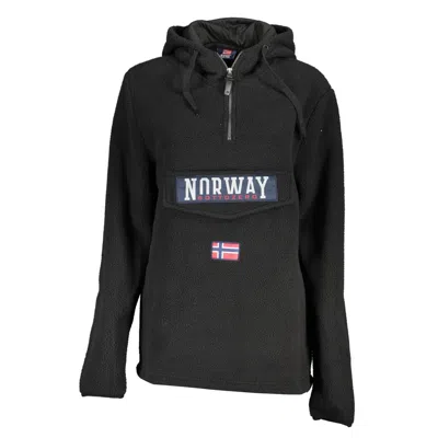 Shop Norway 1963 Elegant Half Zip Hooded Women's Sweatshirt In Black