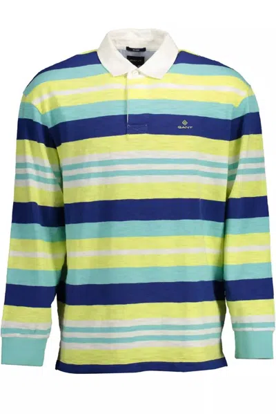 Shop Gant Ele Long-sleeved Polo With Contrasting Men's Details In Yellow