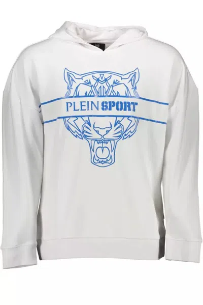Shop Plein Sport Sleek Hooded Sweatshirt With Contrasting Men's Print In White