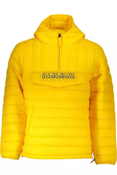 Shop Napapijri Vibrant Hooded Jacket With Contrasting Men's Details In Yellow