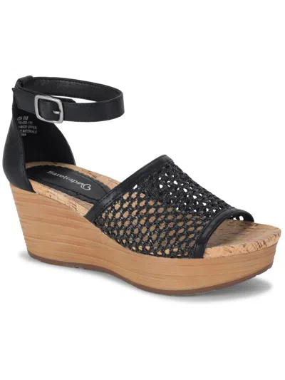 Baretraps Marta Womens Wedge Ankle Strap Heels In Black