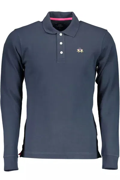 Shop La Martina Chic Slim Fit Long-sleeved Polo Men's Shirt In Blue