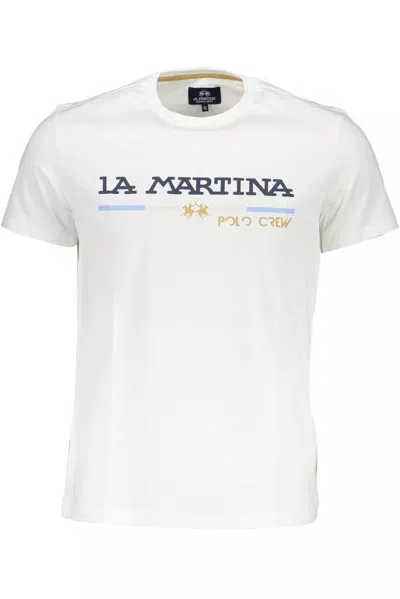 Shop La Martina Elegant Round Neck Tee With Men's Print In White