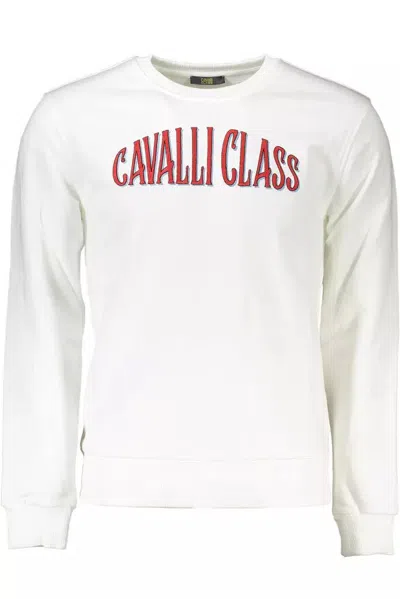Shop Cavalli Class Elegant Embroide Men's Sweatshirt In White