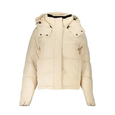 Shop Calvin Klein Chic Long-sleeved Jacket With Removable Women's Hood In Beige